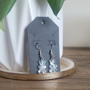 Silver and Clear Bear Earrings
